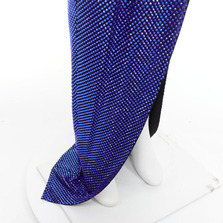 ALEXANDRE VAUTHIER  blue black strass sweetheart bustier high slit gown