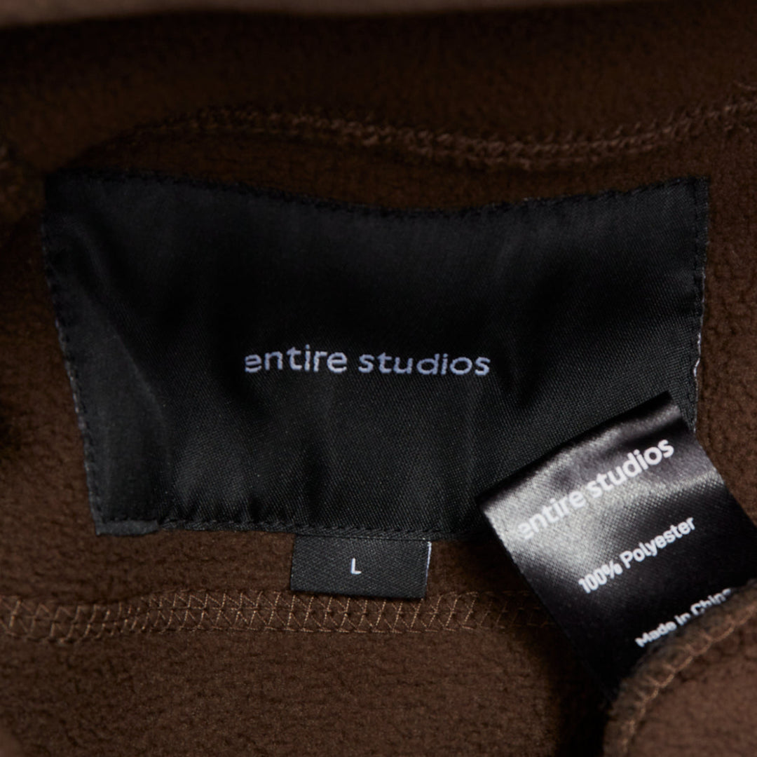 ENTIRE STUDIOS V2 fleece hoodie brown hooded zip pockets pullover L