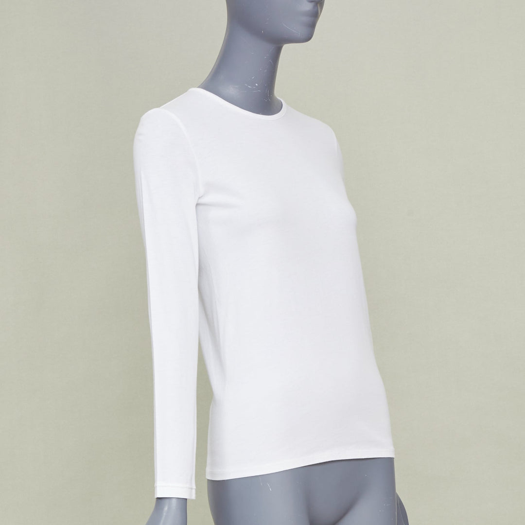 THE ROW Core Essentials Back Seam optic white combed cotton long sleeve top XS