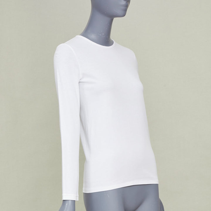 THE ROW Core Essentials Back Seam optic white combed cotton long sleeve top XS