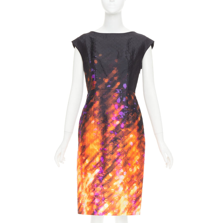PRADA 2018 Cloque Brokeh silk jacquard textured bow back cocktail dress IT38 XS
