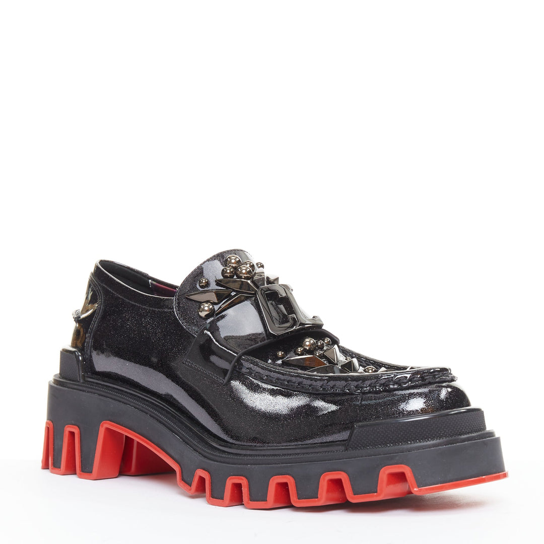 rare CHRISTIAN LOUBOUTIN MARVEL The Amazing Loubi Flat Cosmos black loafer EU41