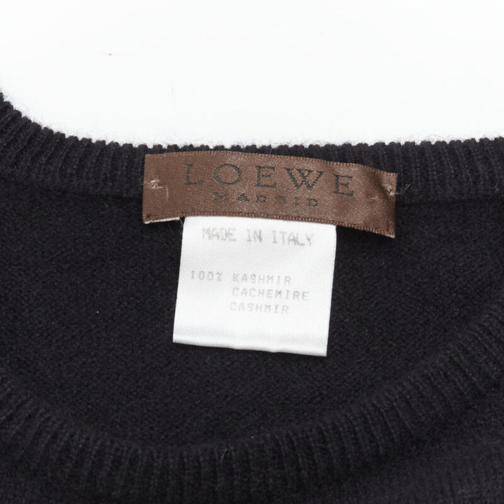 LOEWE Vintage 100% cashmere black knit racer back vest top S