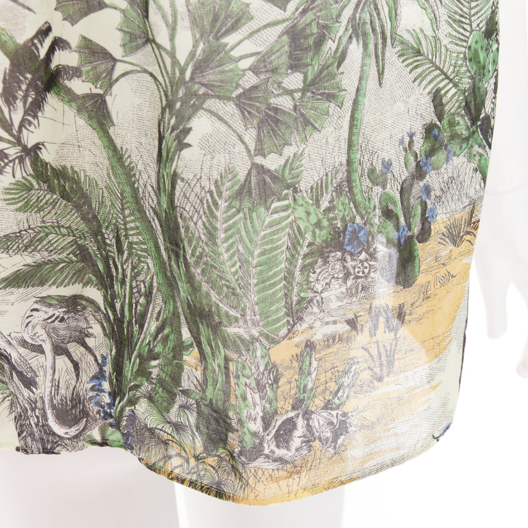 DIOR Dioriviera  Toile de Jouy Palms forest animal print cotton shirt FR36 S