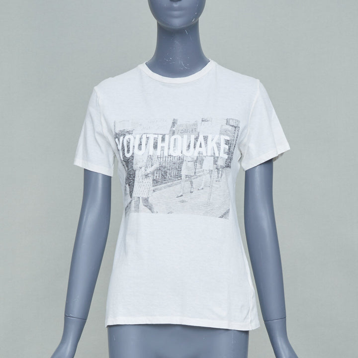 CHRISTIAN DIOR 2018 Runway Youthquake graphic print cotton linen tshirt XS