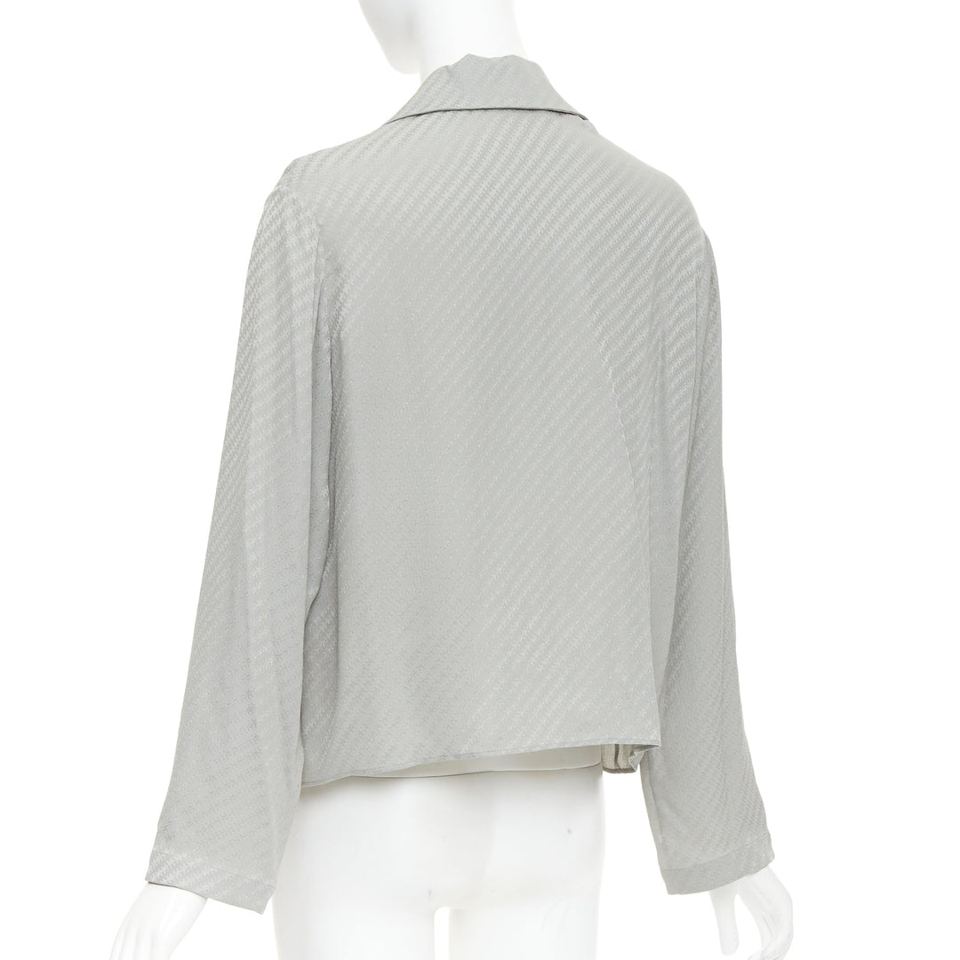CELINE silk Triomphe Chain Jacquard embroidered logo crop blouse shirt FR36 S