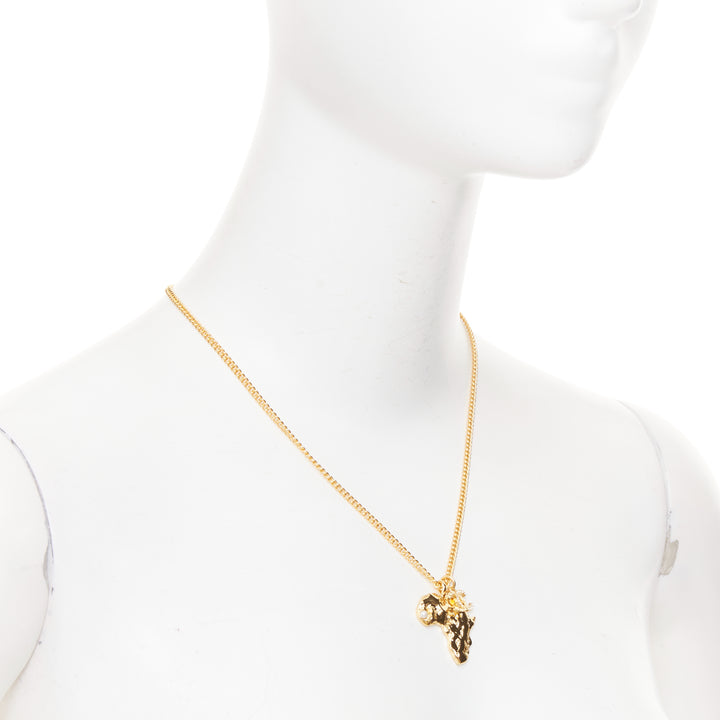 CHANEL G23A 2023 VIC Limited Gift gold CC logo Africa Map pearl strass necklace