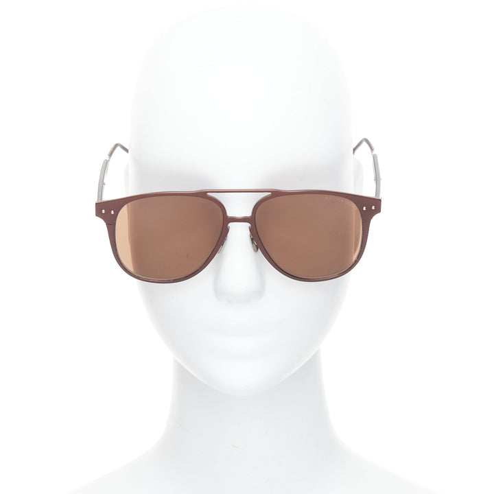 BOTTEGA VENETA BV0212S brown logo aluminium aviator sunglasses