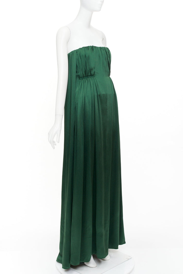 EMILIA WICKSTEAD 2020 Elaine strapless emerald green satin gown dress UK6 XS