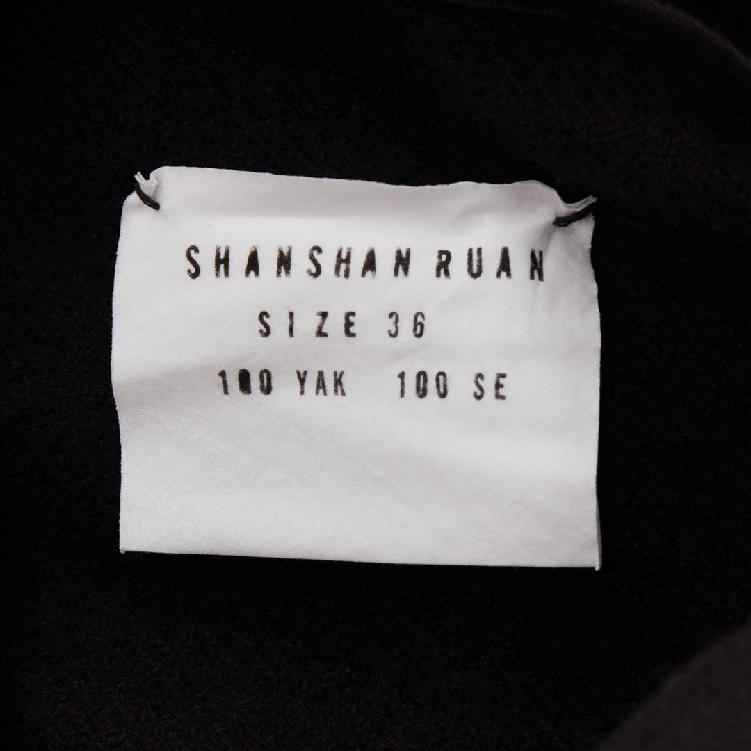 SHANSHAN RUAN black black yak white silk detachable tulle layer hoodie FR36 XS