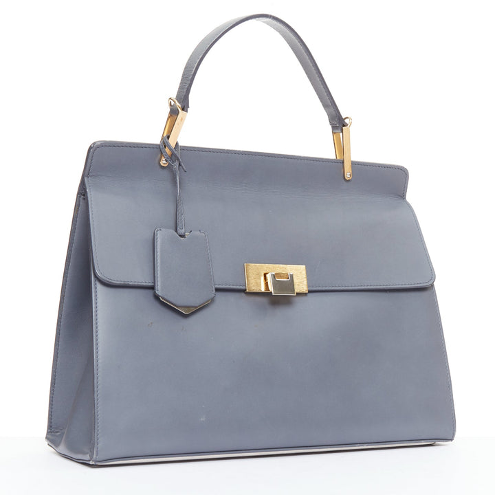 BALENCIAGA Le Dix Cartable Medium grey mix hardware structured top flap bag