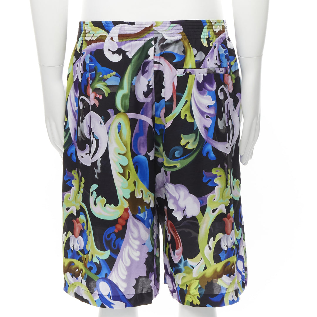 VERSACE 2021 Runway Baroccoflage floral baroque wide shorts IT46 S