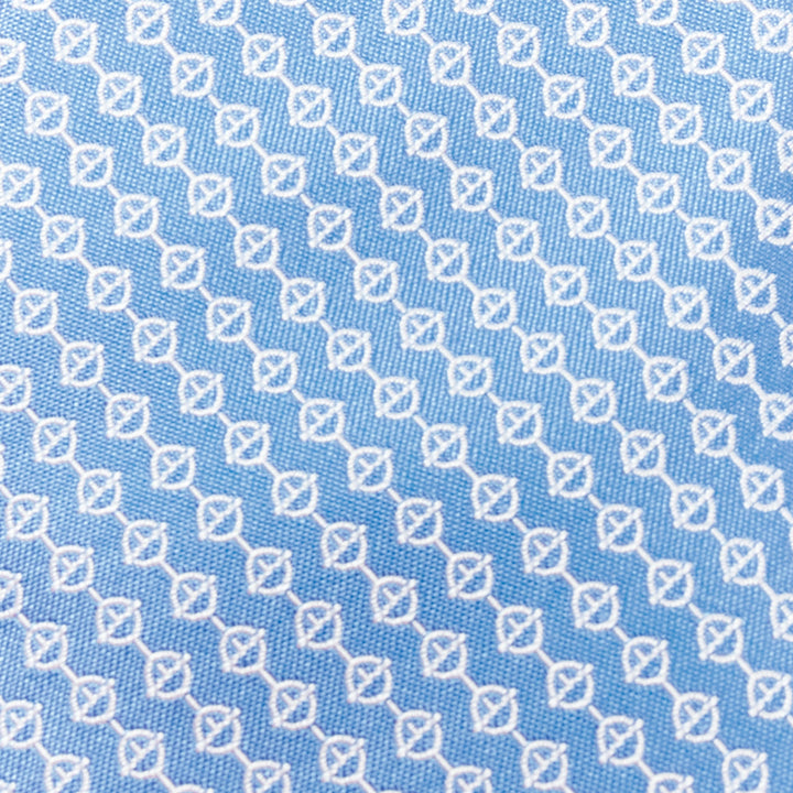 HERMES blue white 100% silk chain link monogram classic formal tie