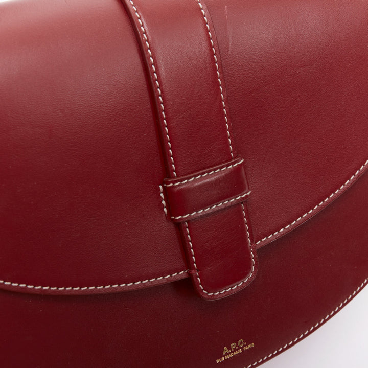 A.P.C. Eloise burgundy smooth leather saddle crossbody shoulder bag