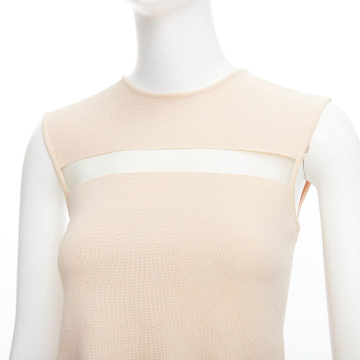 GIAMBATTISTA VALLI nude cotton sheer panel peplum top XXS