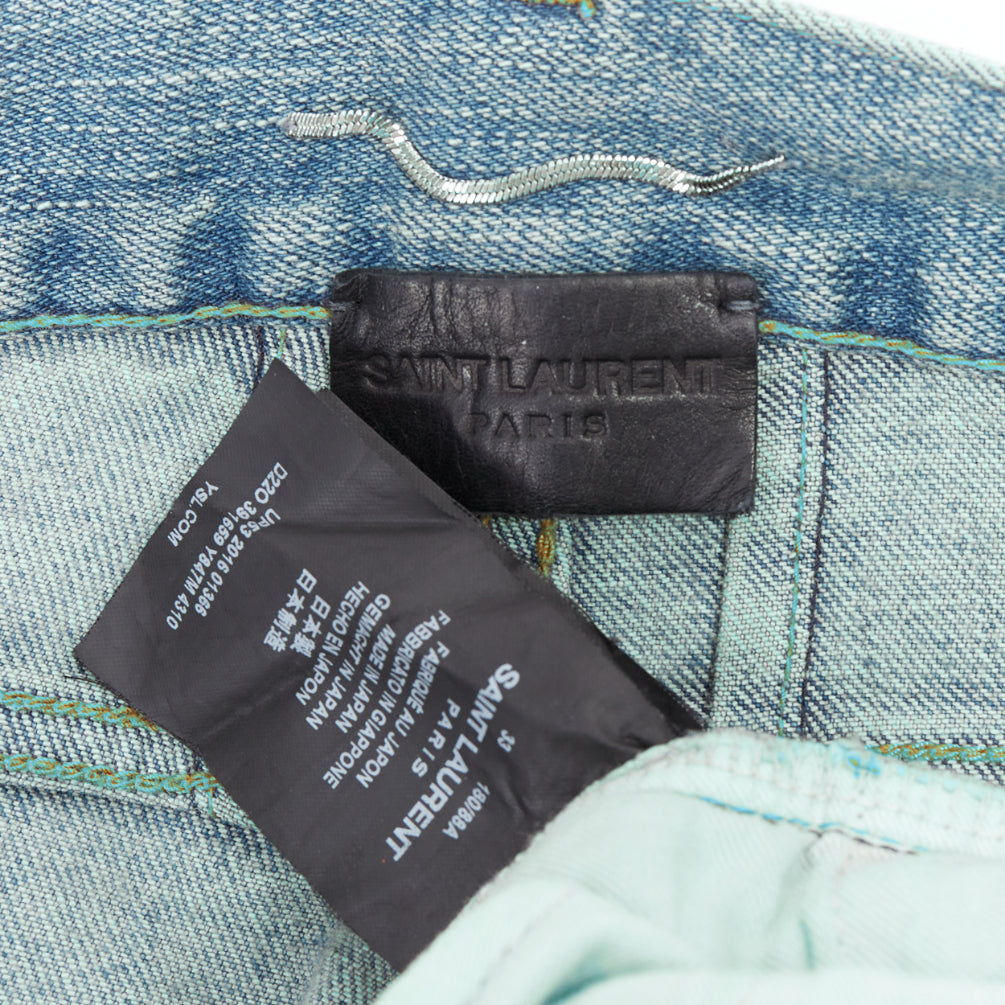 SAINT LAURENT D02 M/SK UW Cras Distressed blue ripped jeans 33"