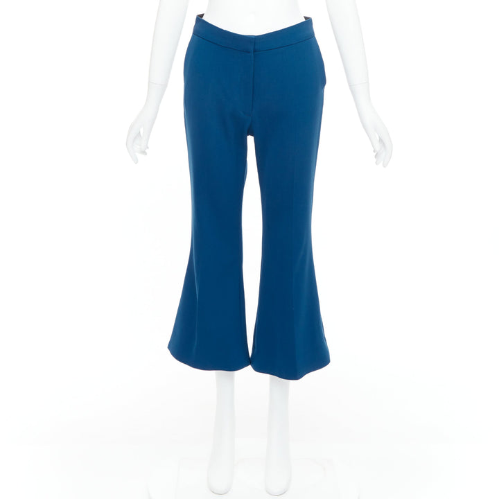 STELLA MCCARTNEY 2016 100% wool blue flare cropped pants IT38 XS