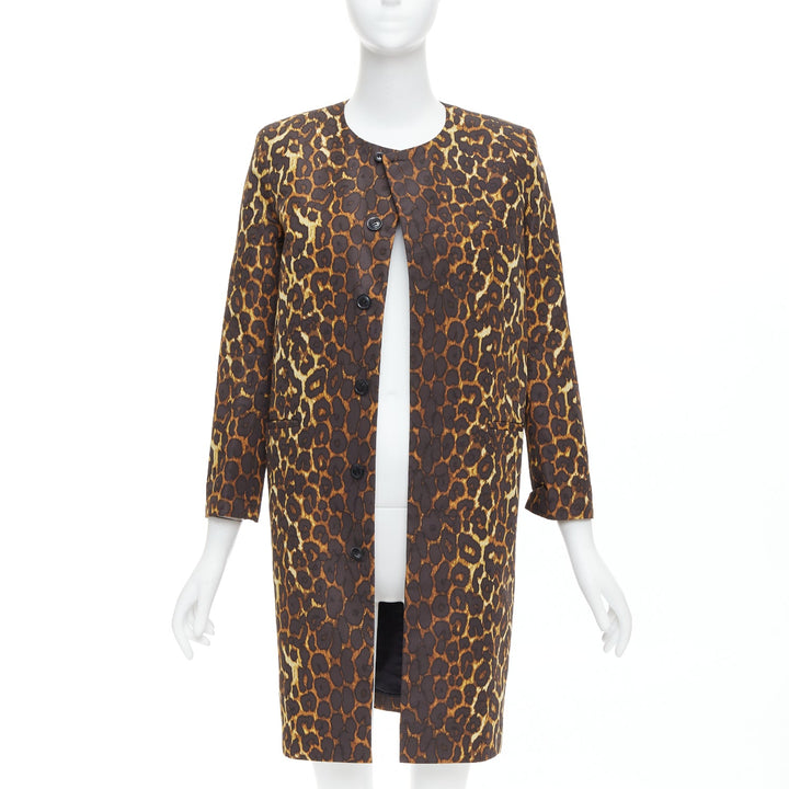 TOGA PULLA brown leopard animal print padded shoulder coat JP1 S