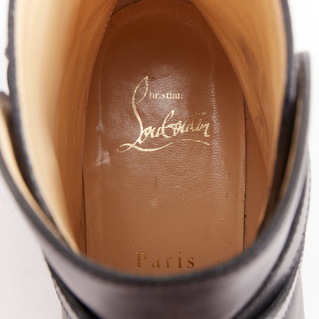 CHRISTIAN LOUBOUTIN Chelsea Chain Flat Calf Brosse black chain buckle boots EU38