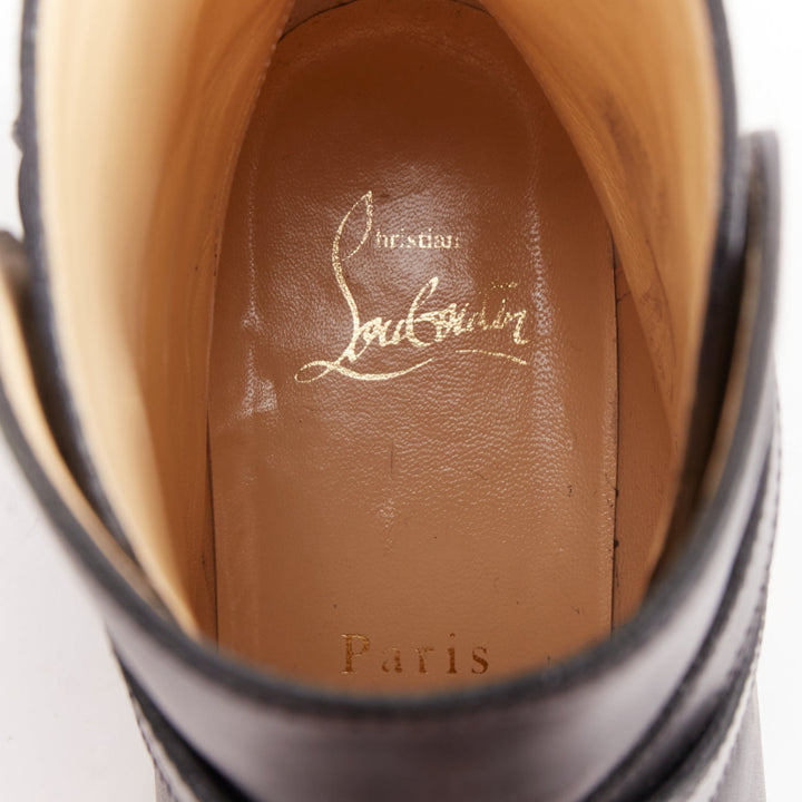CHRISTIAN LOUBOUTIN Chelsea Chain Flat Calf Brosse black chain buckle boots EU38