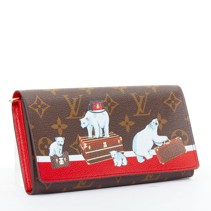LOUIS VUITTON Victorine Christmas Animation 2017 Bear print long wallet