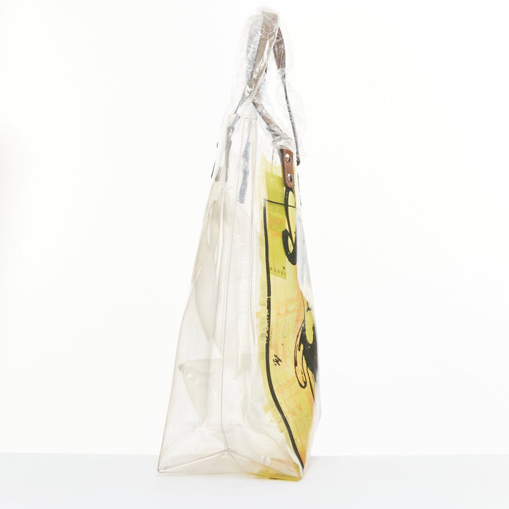 MARNI 2010 Cristal Claude Puppet print leather handles clear PVC tote bag