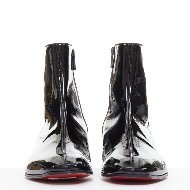 CHRISTIAN LOUBOUTIN Lipsiboot 35 black patent silver Egyptian Column boots EU43