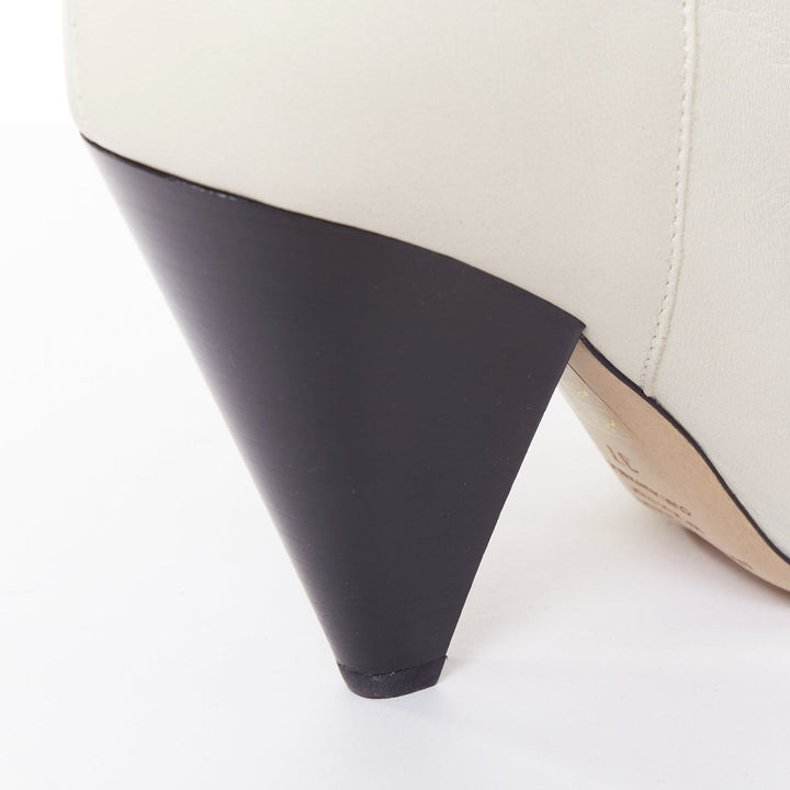 ISABEL MARANT Loens chalk beige lamb leather cone heel high boots EU37