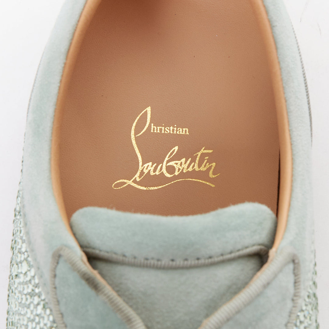 CHRISTIAN LOUBOUTIN Louis Junior Strass Flat Opalina Chrysolite sneaker EU43