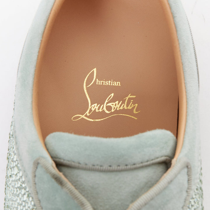 CHRISTIAN LOUBOUTIN Louis Junior Strass Flat Opalina Chrysolite sneaker EU43
