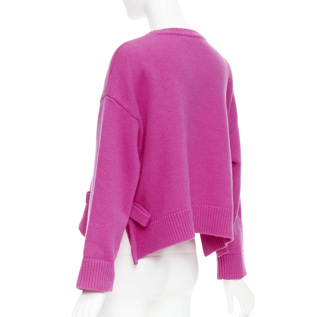 VALENTINO 2022 Pier Paolo Piccioli pink bow virgin wool boxy sweater XS