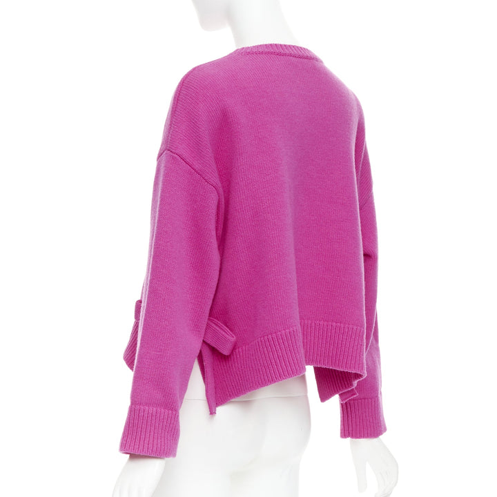VALENTINO 2022 Pier Paolo Piccioli pink bow virgin wool boxy sweater XS