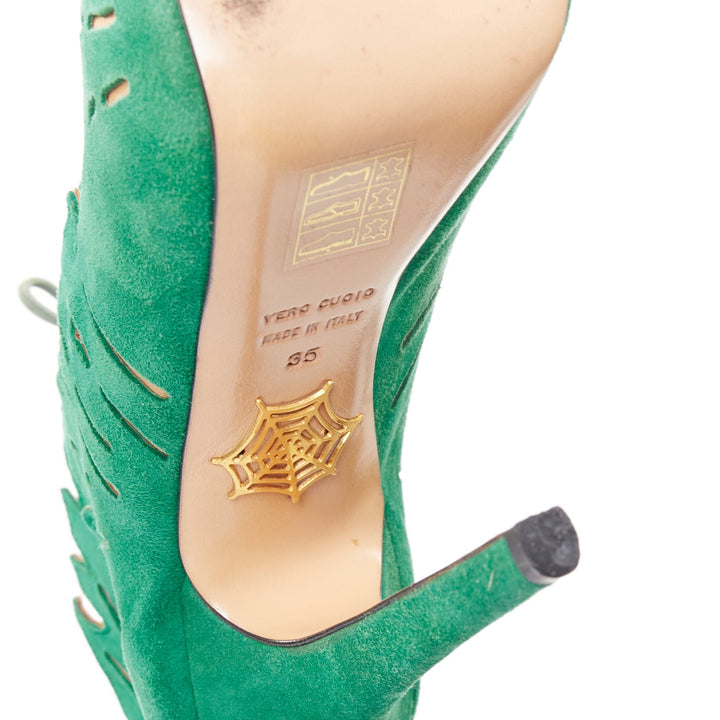 CHARLOTTE OLYMPIA 2010 Eve Tropical Leaf Suede platform sandals EU35