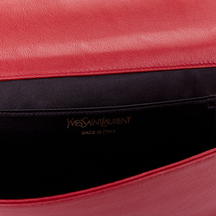 YVES SAINT LAURENT 2011 Belle de Jour raised logo red leather envelope clutch