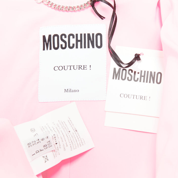 MOSCHINO COUTURE! 2022 Runway Calico Animals pink blue bolero jacket IT38 XS