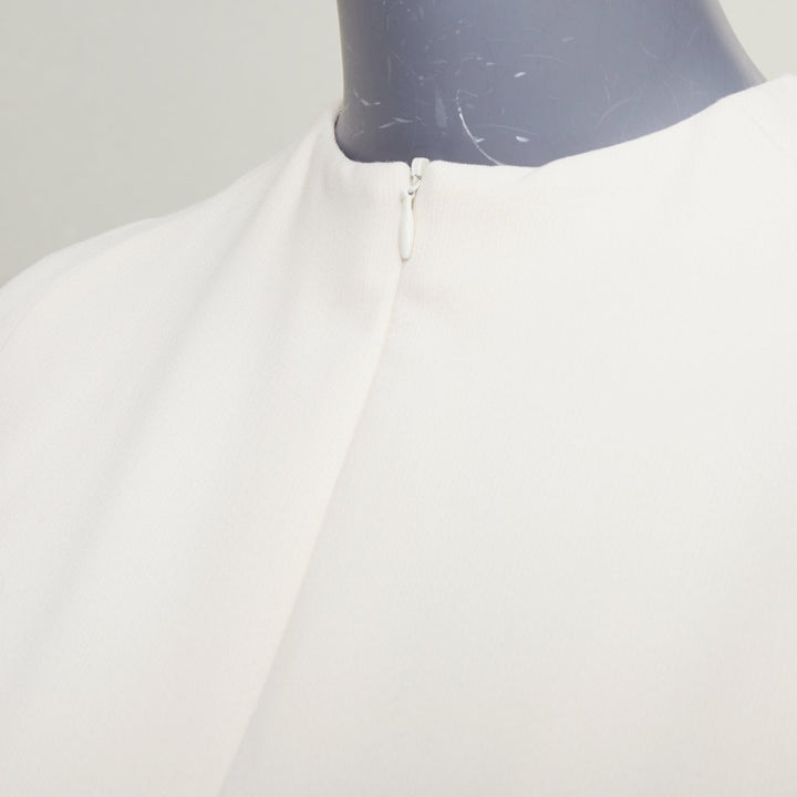 THE ROW Orga off white beige stretch-cady crepe neck zip shift dress US0 XS