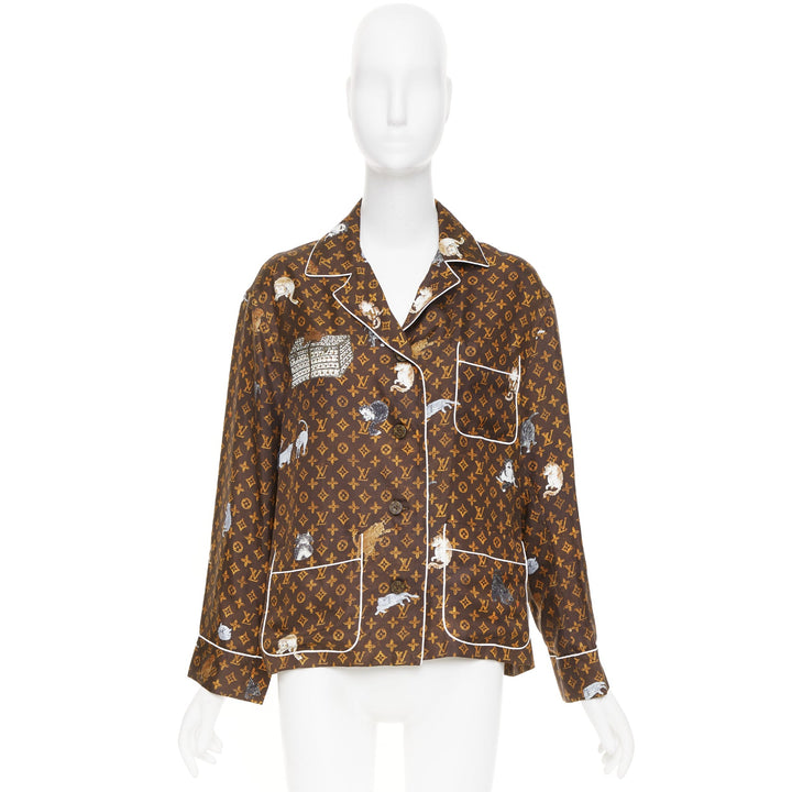 rare  LOUIS VUITTON 2019 Runway Grace Coddington Catogram Monogram top FR36 XS