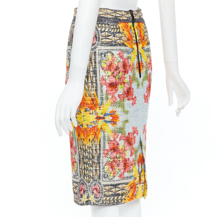 GIVENCHY Riccardo Tisci 2012 Birds of Paradise boucle tweed pencil skirt FR38 M