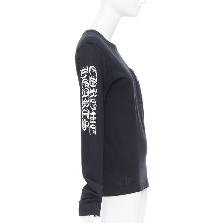 CHROME HEARTS black cotton white crosses logo long sleeve tshirt S
