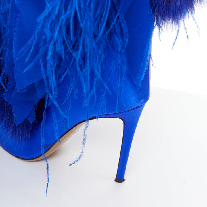 ALEXANDRE VAUTHIER COUTURE 2022 Runway Look30 cobalt blue fur fringe boots EU4