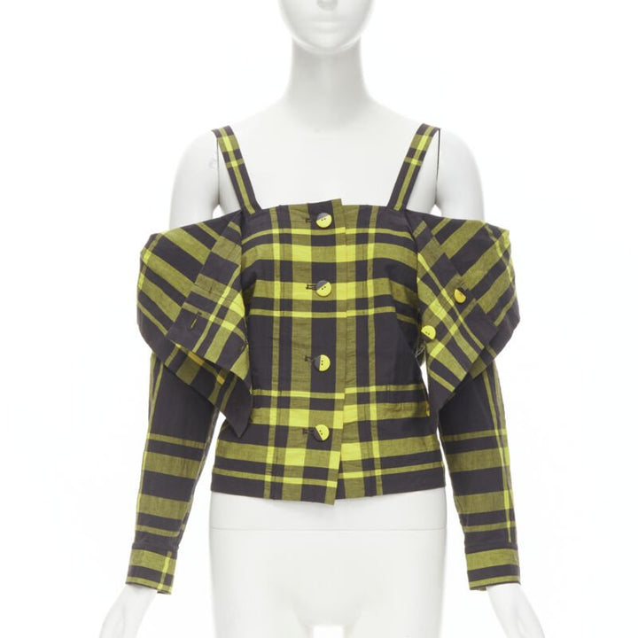 Female mannequin wearing Issey Miyake Yellow Cotton Women Top in Size  S | Available at JHROP