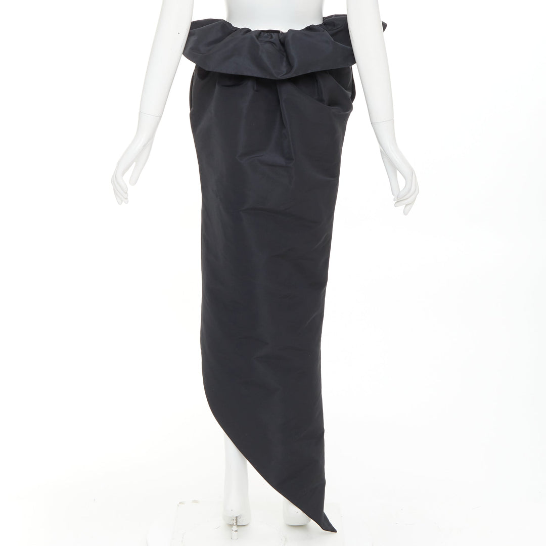 ALEXANDRE VAUTHIER COUTURE black taffeta voluminous peplum side split skirt