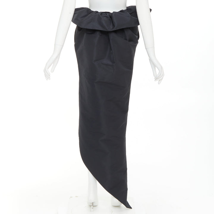 ALEXANDRE VAUTHIER COUTURE black taffeta voluminous peplum side split skirt