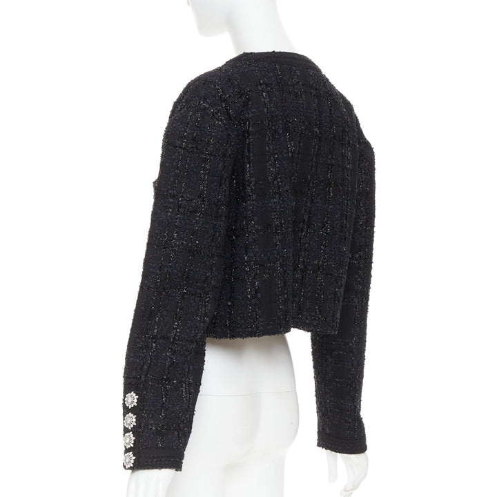 ALEXANDRE VAUTHIER COUTURE AW2019 Runway black metallic tweed cropped jacket