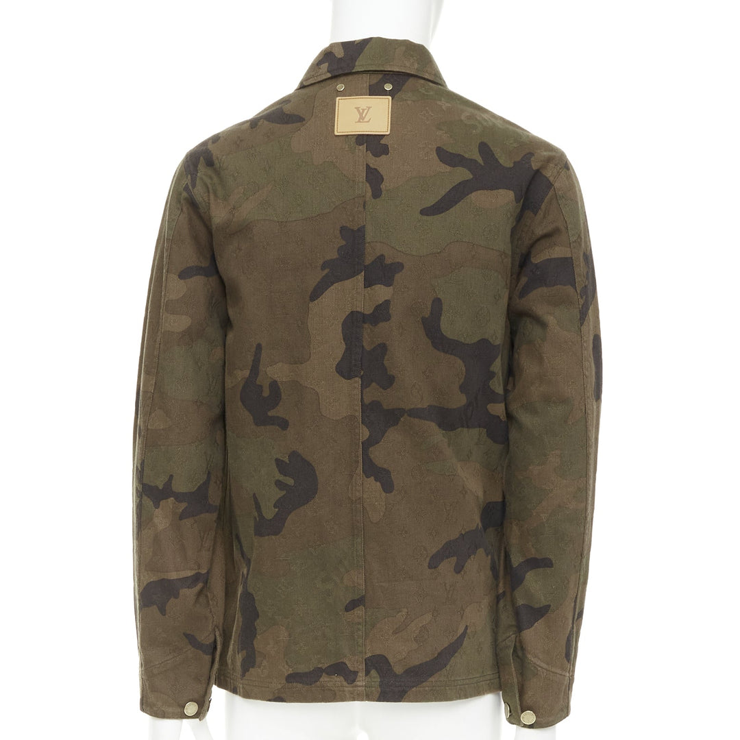 rare LOUIS VUITTON SUPREME 2017 green monogram camo jacquard chore jacket FR44