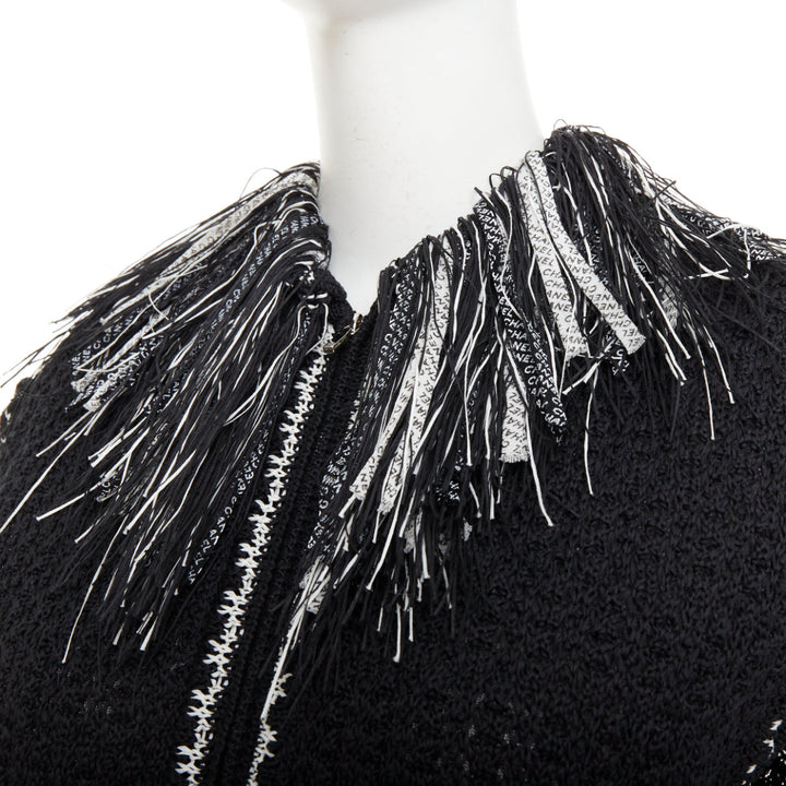 CHANEL 17P Runway ribbon trim fringe tweed sleeveless gilet vest jacket FR38 M