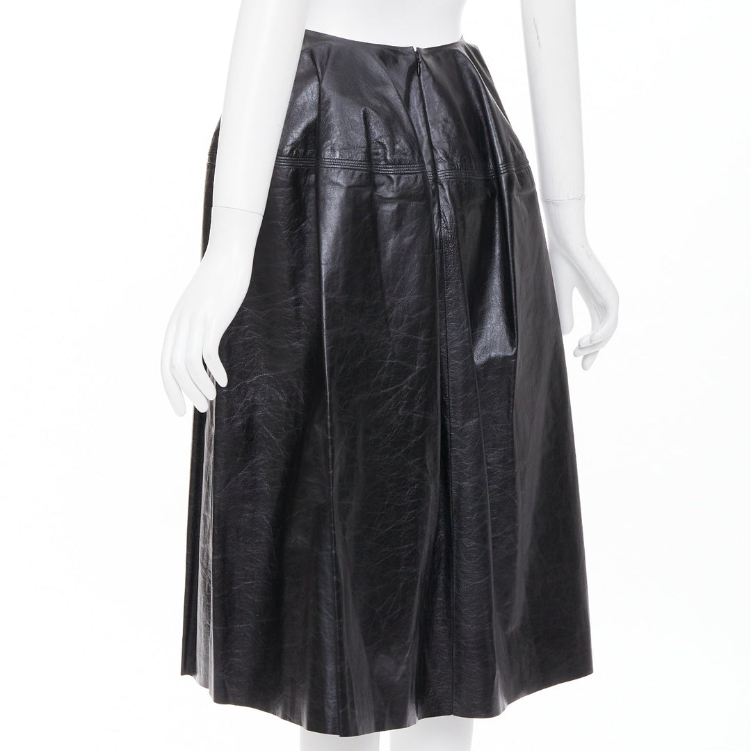 CELINE Phoebe Philo black light sheepskin leather topstitched skirt FR34 XS
