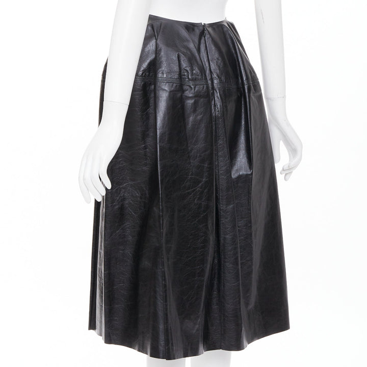 CELINE Phoebe Philo black light sheepskin leather topstitched skirt FR34 XS