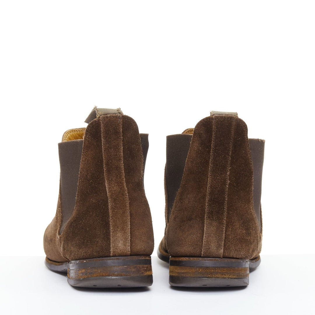 CROCKETT & JONES Chelsea dark brown repello suede almond ankle boot UK6.5 EU40.5