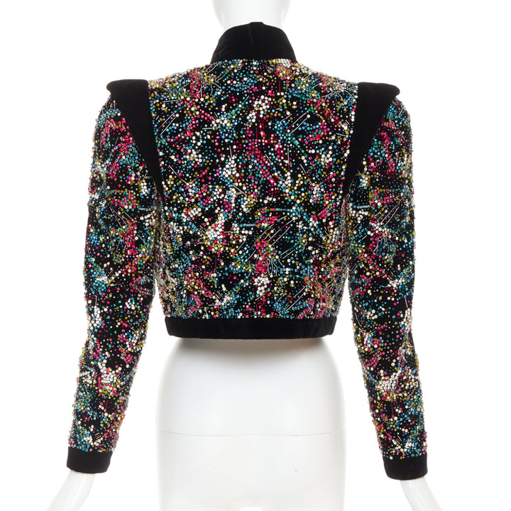 rare ALEXANDRE VAUTHIER COUTURE SS2021 Runway black velvet crystal crop jacket